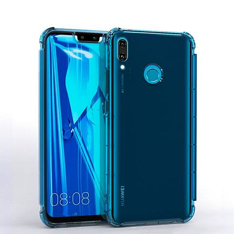 Custodia Silicone Trasparente Ultra Sottile Cover Morbida S01 per Huawei Enjoy 9 Plus Blu