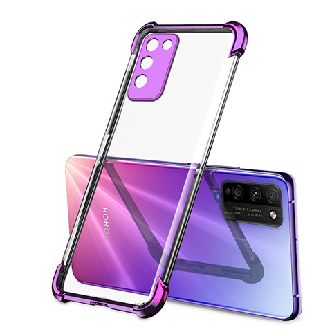 Custodia Silicone Trasparente Ultra Sottile Cover Morbida S01 per Huawei Honor 30 Lite 5G Viola