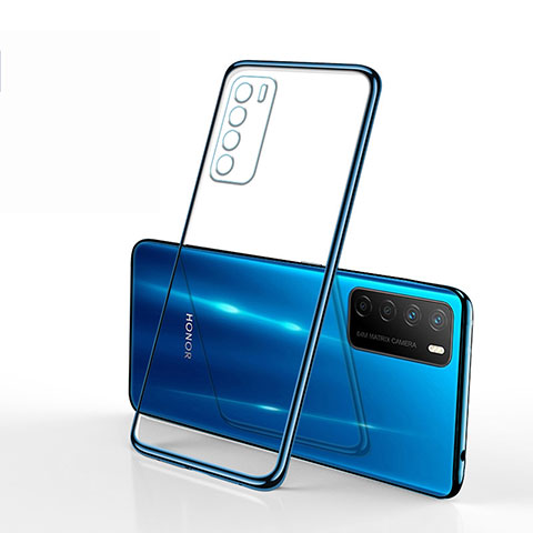 Custodia Silicone Trasparente Ultra Sottile Cover Morbida S01 per Huawei Honor Play4 5G Blu