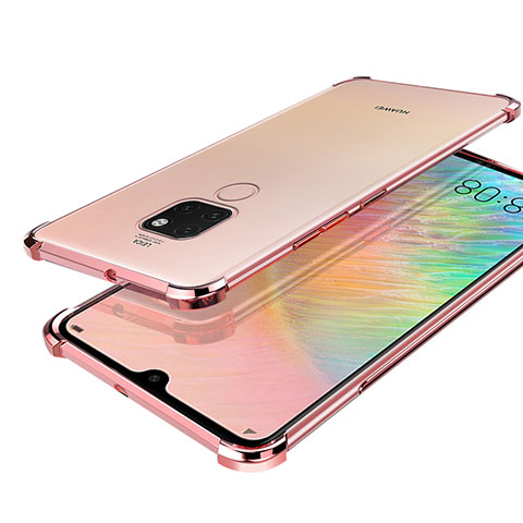 Custodia Silicone Trasparente Ultra Sottile Cover Morbida S01 per Huawei Mate 20 Oro Rosa