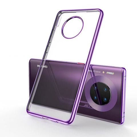 Custodia Silicone Trasparente Ultra Sottile Cover Morbida S01 per Huawei Mate 30 Viola