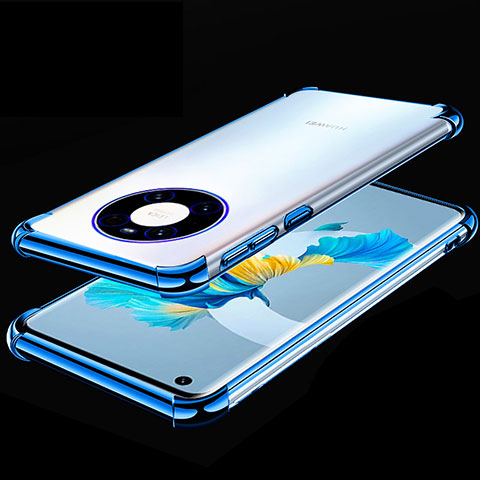 Custodia Silicone Trasparente Ultra Sottile Cover Morbida S01 per Huawei Mate 40 Blu