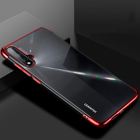 Custodia Silicone Trasparente Ultra Sottile Cover Morbida S01 per Huawei Nova 5 Rosso