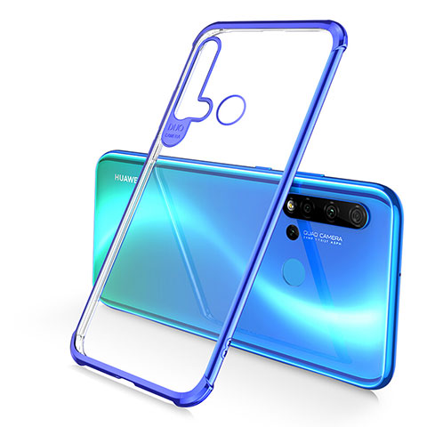 Custodia Silicone Trasparente Ultra Sottile Cover Morbida S01 per Huawei P20 Lite (2019) Blu
