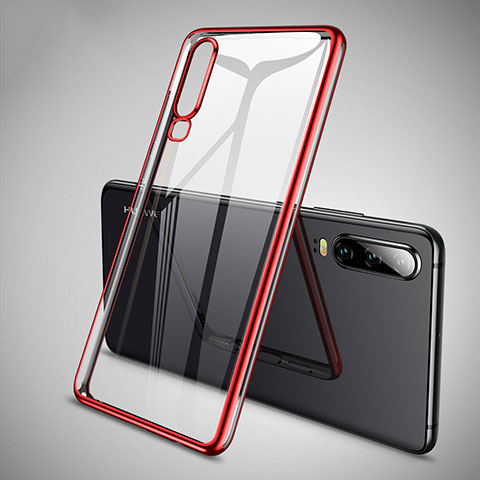 Custodia Silicone Trasparente Ultra Sottile Cover Morbida S01 per Huawei P30 Rosso