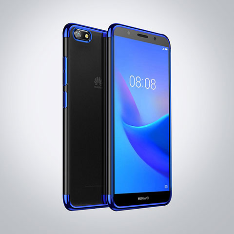 Custodia Silicone Trasparente Ultra Sottile Cover Morbida S01 per Huawei Y5 Prime (2018) Blu