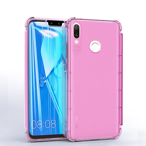 Custodia Silicone Trasparente Ultra Sottile Cover Morbida S01 per Huawei Y9 (2019) Rosa