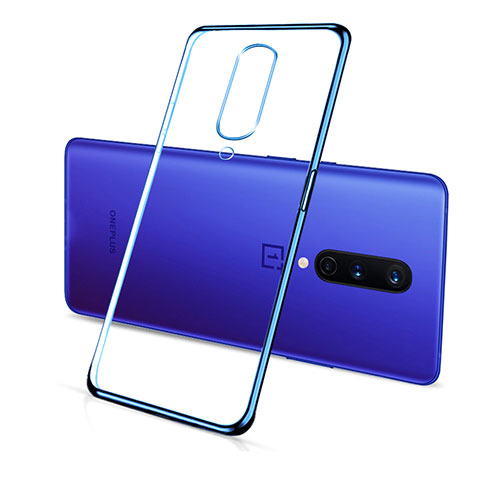 Custodia Silicone Trasparente Ultra Sottile Cover Morbida S01 per OnePlus 8 Blu
