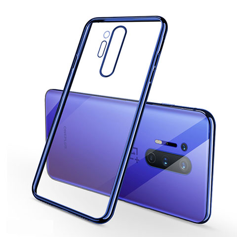 Custodia Silicone Trasparente Ultra Sottile Cover Morbida S01 per OnePlus 8 Pro Blu