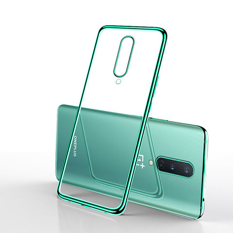 Custodia Silicone Trasparente Ultra Sottile Cover Morbida S01 per OnePlus 8 Verde