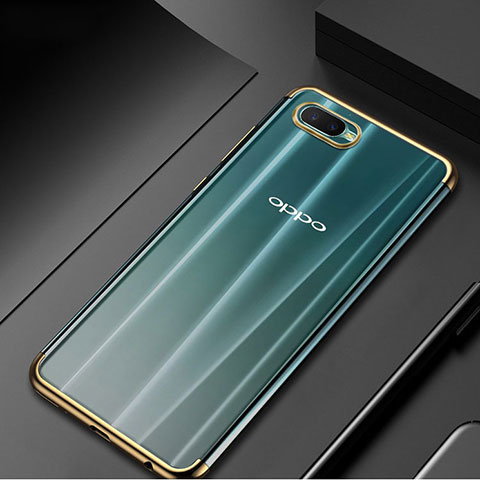 Custodia Silicone Trasparente Ultra Sottile Cover Morbida S01 per Oppo R17 Neo Oro