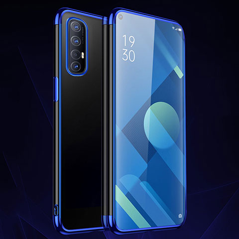 Custodia Silicone Trasparente Ultra Sottile Cover Morbida S01 per Oppo Reno3 Pro Blu