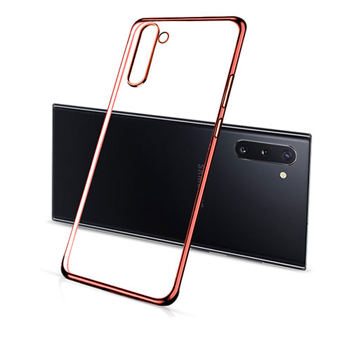 Custodia Silicone Trasparente Ultra Sottile Cover Morbida S01 per Samsung Galaxy Note 10 5G Rosso