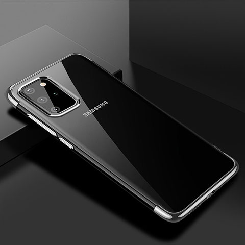 Custodia Silicone Trasparente Ultra Sottile Cover Morbida S01 per Samsung Galaxy S20 Plus 5G Argento