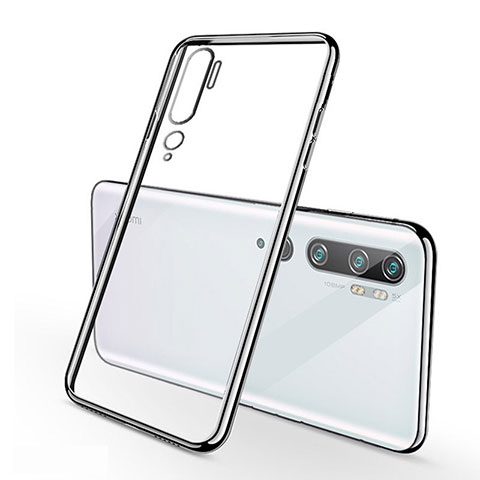 Custodia Silicone Trasparente Ultra Sottile Cover Morbida S01 per Xiaomi Mi Note 10 Argento