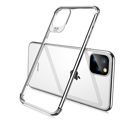 Custodia Silicone Trasparente Ultra Sottile Cover Morbida S02 per Apple iPhone 11 Pro Argento