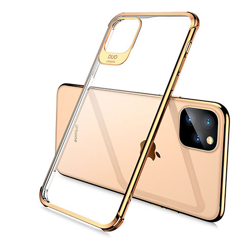 Custodia Silicone Trasparente Ultra Sottile Cover Morbida S02 per Apple iPhone 11 Pro Oro