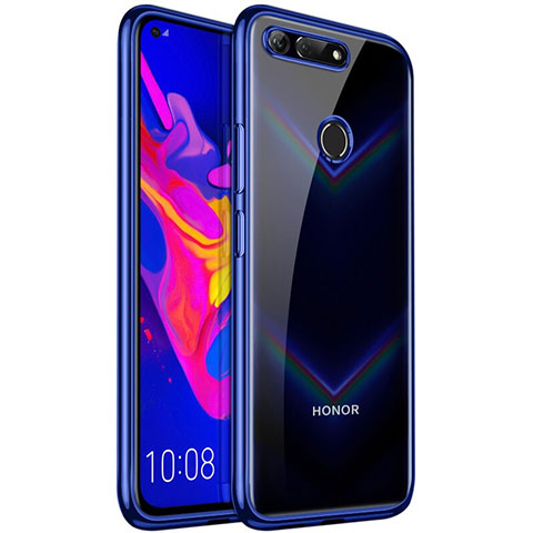 Custodia Silicone Trasparente Ultra Sottile Cover Morbida S02 per Huawei Honor V20 Blu