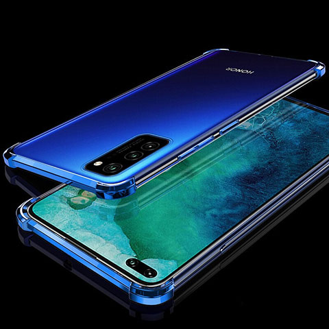 Custodia Silicone Trasparente Ultra Sottile Cover Morbida S02 per Huawei Honor V30 5G Blu