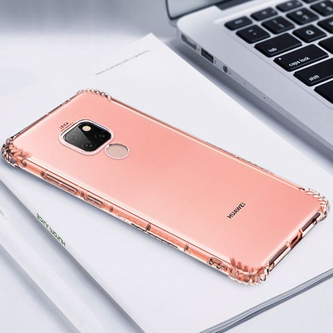 Custodia Silicone Trasparente Ultra Sottile Cover Morbida S02 per Huawei Mate 20 Oro Rosa