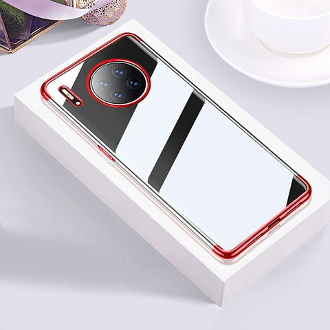 Custodia Silicone Trasparente Ultra Sottile Cover Morbida S02 per Huawei Mate 30 Rosso