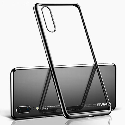 Custodia Silicone Trasparente Ultra Sottile Cover Morbida S02 per Huawei P20 Nero