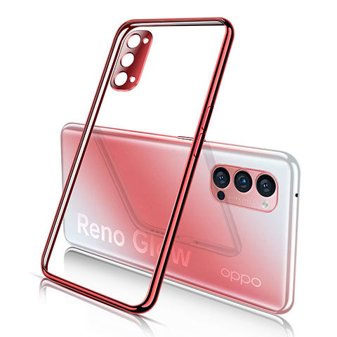 Custodia Silicone Trasparente Ultra Sottile Cover Morbida S02 per Oppo Reno4 5G Rosso