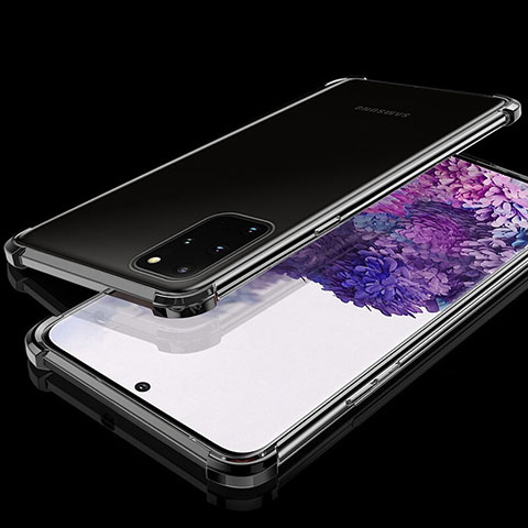Custodia Silicone Trasparente Ultra Sottile Cover Morbida S02 per Samsung Galaxy S20 Plus 5G Nero