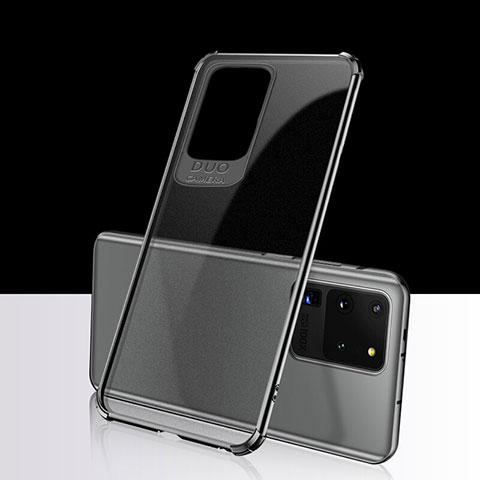Custodia Silicone Trasparente Ultra Sottile Cover Morbida S02 per Samsung Galaxy S20 Ultra 5G Nero