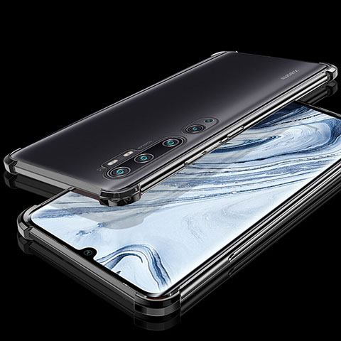 Custodia Silicone Trasparente Ultra Sottile Cover Morbida S02 per Xiaomi Mi Note 10 Nero