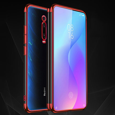 Custodia Silicone Trasparente Ultra Sottile Cover Morbida S02 per Xiaomi Redmi K20 Pro Rosso
