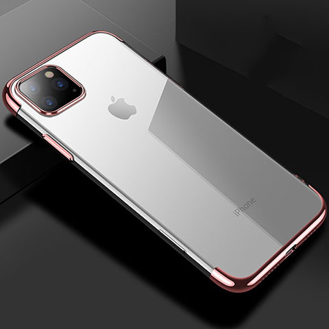 Custodia Silicone Trasparente Ultra Sottile Cover Morbida S03 per Apple iPhone 11 Pro Oro Rosa