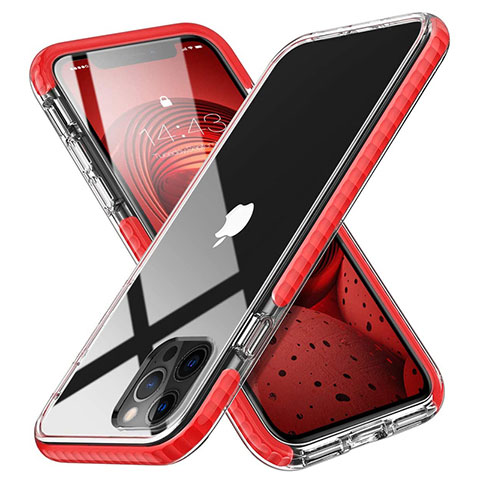 Custodia Silicone Trasparente Ultra Sottile Cover Morbida S03 per Apple iPhone 12 Pro Rosso