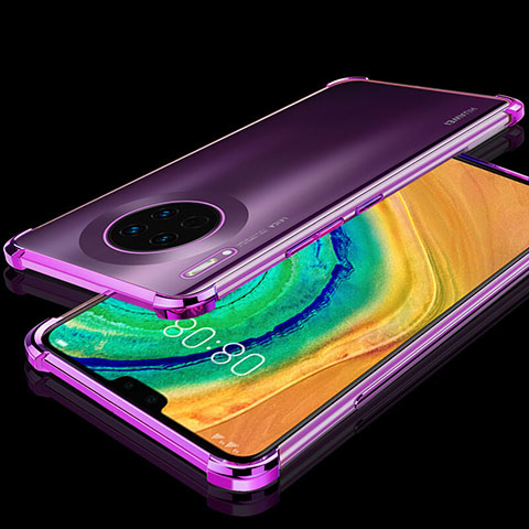 Custodia Silicone Trasparente Ultra Sottile Cover Morbida S03 per Huawei Mate 30 5G Viola