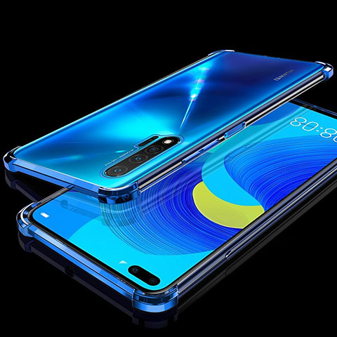 Custodia Silicone Trasparente Ultra Sottile Cover Morbida S03 per Huawei Nova 6 Blu