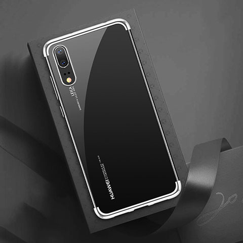 Custodia Silicone Trasparente Ultra Sottile Cover Morbida S03 per Huawei P20 Argento