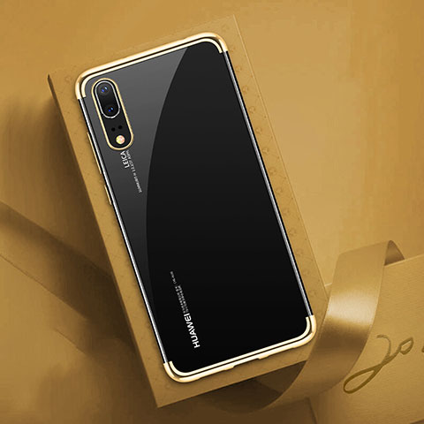 Custodia Silicone Trasparente Ultra Sottile Cover Morbida S03 per Huawei P20 Oro