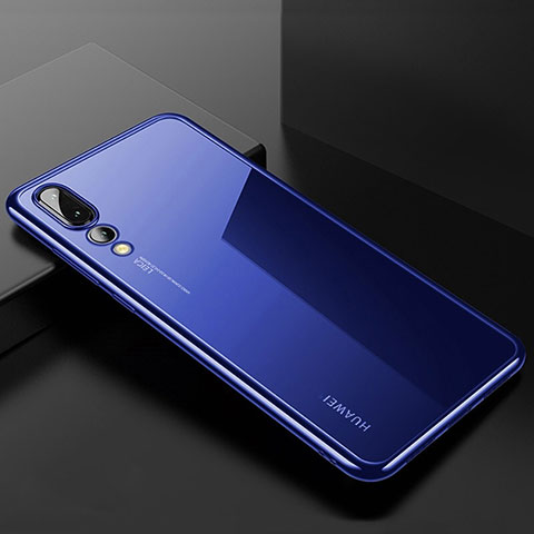 Custodia Silicone Trasparente Ultra Sottile Cover Morbida S03 per Huawei P20 Pro Blu