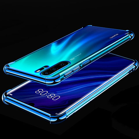 Custodia Silicone Trasparente Ultra Sottile Cover Morbida S03 per Huawei P30 Pro Blu