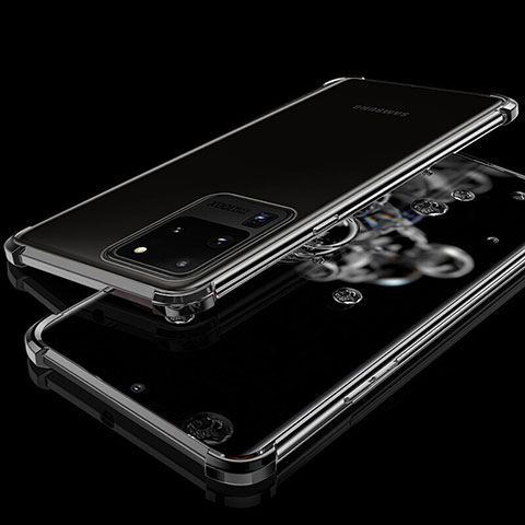 Custodia Silicone Trasparente Ultra Sottile Cover Morbida S03 per Samsung Galaxy S20 Ultra 5G Nero