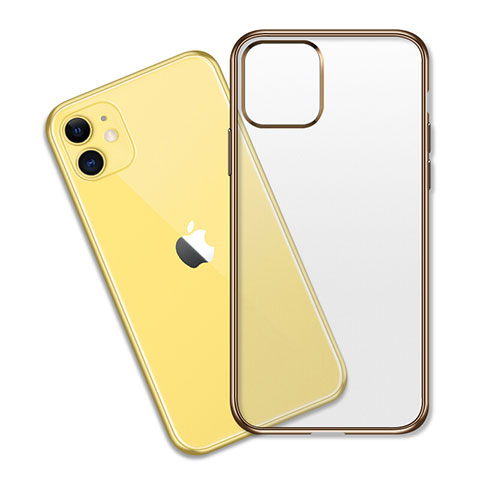 Custodia Silicone Trasparente Ultra Sottile Cover Morbida S04 per Apple iPhone 11 Oro
