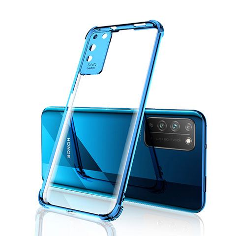 Custodia Silicone Trasparente Ultra Sottile Cover Morbida S04 per Huawei Honor X10 5G Blu