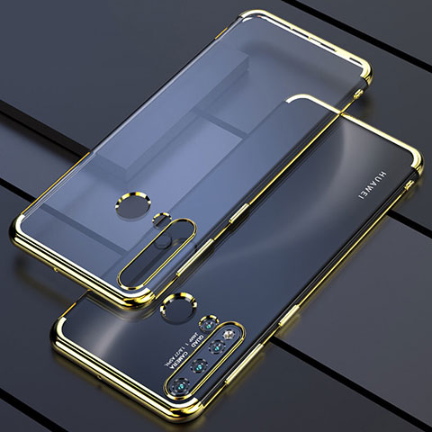 Custodia Silicone Trasparente Ultra Sottile Cover Morbida S04 per Huawei Nova 5i Oro