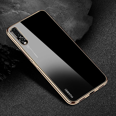 Custodia Silicone Trasparente Ultra Sottile Cover Morbida S04 per Huawei P20 Pro Oro