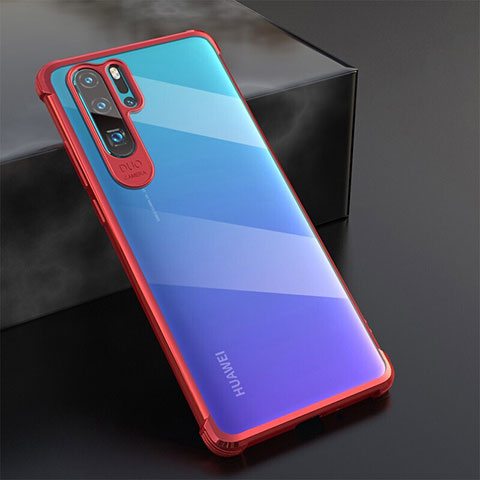 Custodia Silicone Trasparente Ultra Sottile Cover Morbida S04 per Huawei P30 Pro Rosso