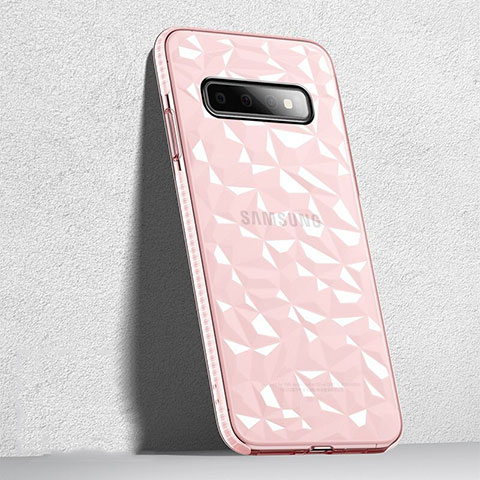 Custodia Silicone Trasparente Ultra Sottile Cover Morbida S04 per Samsung Galaxy S10 5G Rosa
