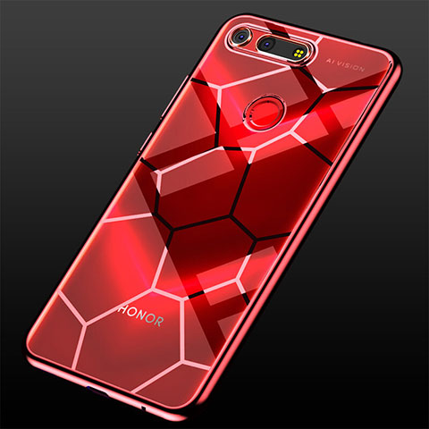 Custodia Silicone Trasparente Ultra Sottile Cover Morbida S05 per Huawei Honor V20 Rosso