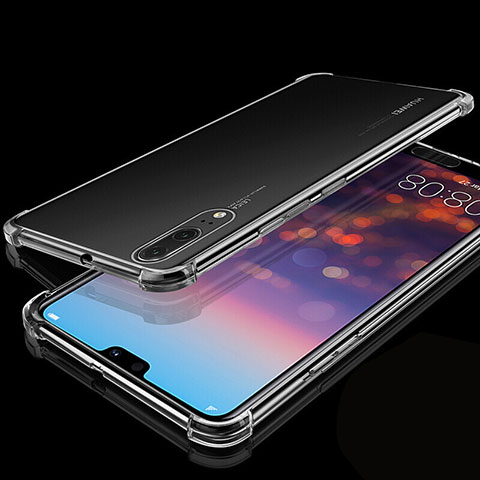 Custodia Silicone Trasparente Ultra Sottile Cover Morbida S05 per Huawei P20 Chiaro