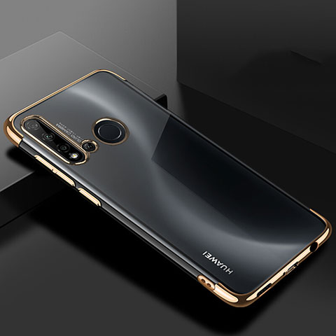 Custodia Silicone Trasparente Ultra Sottile Cover Morbida S07 per Huawei Nova 5i Oro