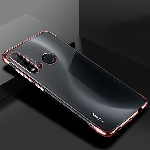 Custodia Silicone Trasparente Ultra Sottile Cover Morbida S07 per Huawei Nova 5i Oro Rosa